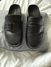 Vionic Black Leather Mule Comfort Shoes Slip-On Women  s