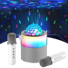 Karaoke Machine with Disco Lights, Mini Portable Bluetooth Speaker with 2 Wir...