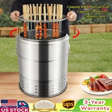 Portable Barbecue Charcoal Barrel Grill  with Grilling Accessories Set
