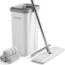 JOYMOOP Mop and Bucket with Wringer Set, Hands Free Flat Floor Mop and Bucket, 6