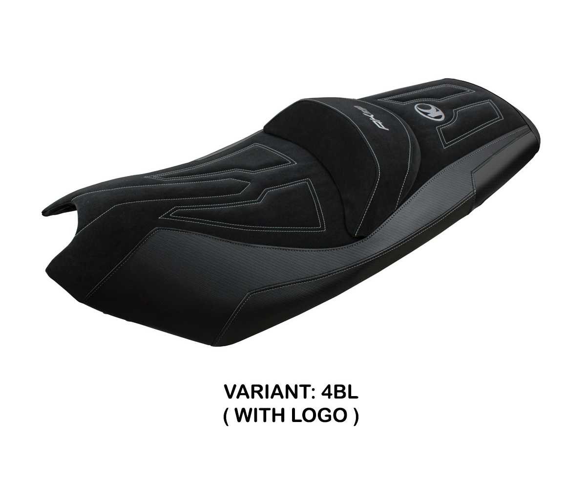 Seat saddle cover Rajka Black BL + logo TPZ Italia for Kymco AK 550 2017 > 2023