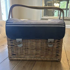 Kabrio Anthology Collection Wine & Cheese Picnic Basket Set With Wooden Tabletop