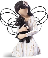 Dog Memorial Gift, Angel Statue Condolence Gift Black 