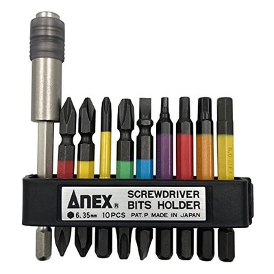 ANEX Color Bit-Verlängerungshalter 9-teiliges Set mit Halter ACMH9-E aus Japan