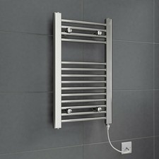 Image of Chrome White Heated Towel Rail Radiator Straight Electric Bathroom Heating Rad