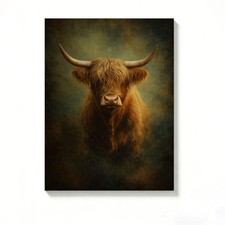 Highland Cow Canvas Painting 2D Flat Frameless Wall Art for Home Office Decor