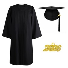 Matte Graduation Gown Cap Tassel Set 2026 Unisex Adult for High School and Ba...