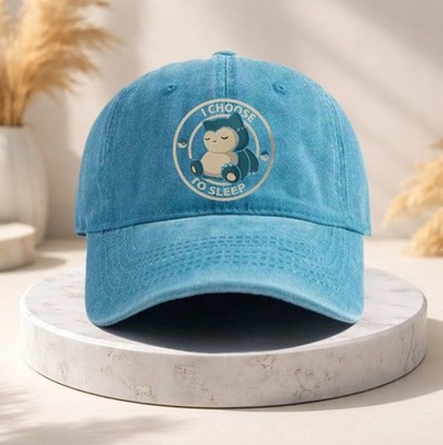 Pokemon ''i choose to sleep snorlax'' Funny Cute Anime Washed Baseball Cap
