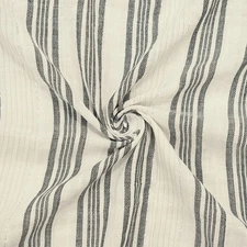 Ivory-Silver Metallic Famous Maker Cotton Striped Herringbone Woven Fabric