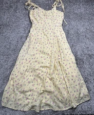 Bardot Womens Floral Maxi Dress Size Small Yellow Tie Strap Lined Cottagecore Ro