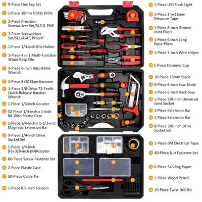 325-Piece Home Repair Tool Kit with Toolbox Storage