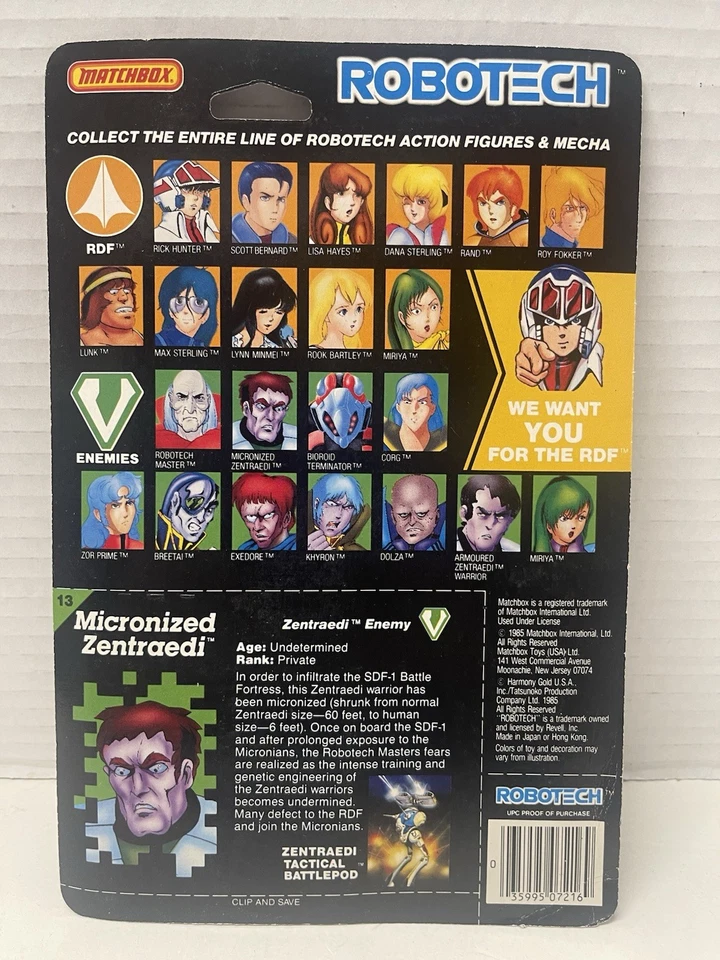 Figura sellada vintage 1985 Matchbox Robotech Micronized Zentraedi Warrior 3,75" Foto 4 de 4