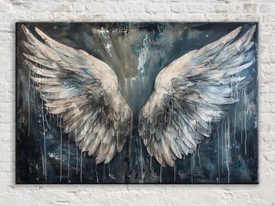 Angel Wings Canvas Spraypaint Style Large Gallery Wrap Living Room Decor