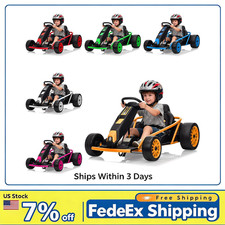 24V Kids Electric Go Kart, Dual 250W Motors, 9Ah Battery, 8MPH Drift Car w Music