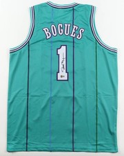 Bogues, Muggsy Autographed Charlotte Hornets Teal Custom Jersey Beckett COA