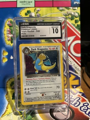 CGC 10 GEM MINT Dark Dragonite Team Rocket Unlimited 5/82 Holo Pokemon Card