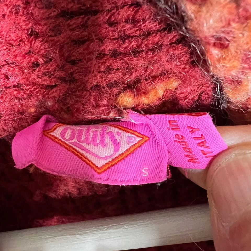 Cárdigan Oilily Para Mujer S Mohair Italiano Lana Tejido Suéter Naranja Floral Grueso Foto 3 de 4