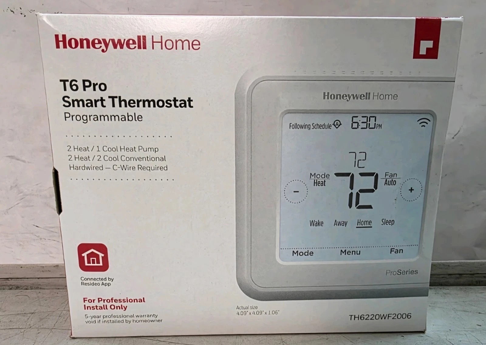 Honeywell TH6220WF2006 Smart T6 Pro Wi-Fi Programmable Thermostat
Opens in a new window or tab
