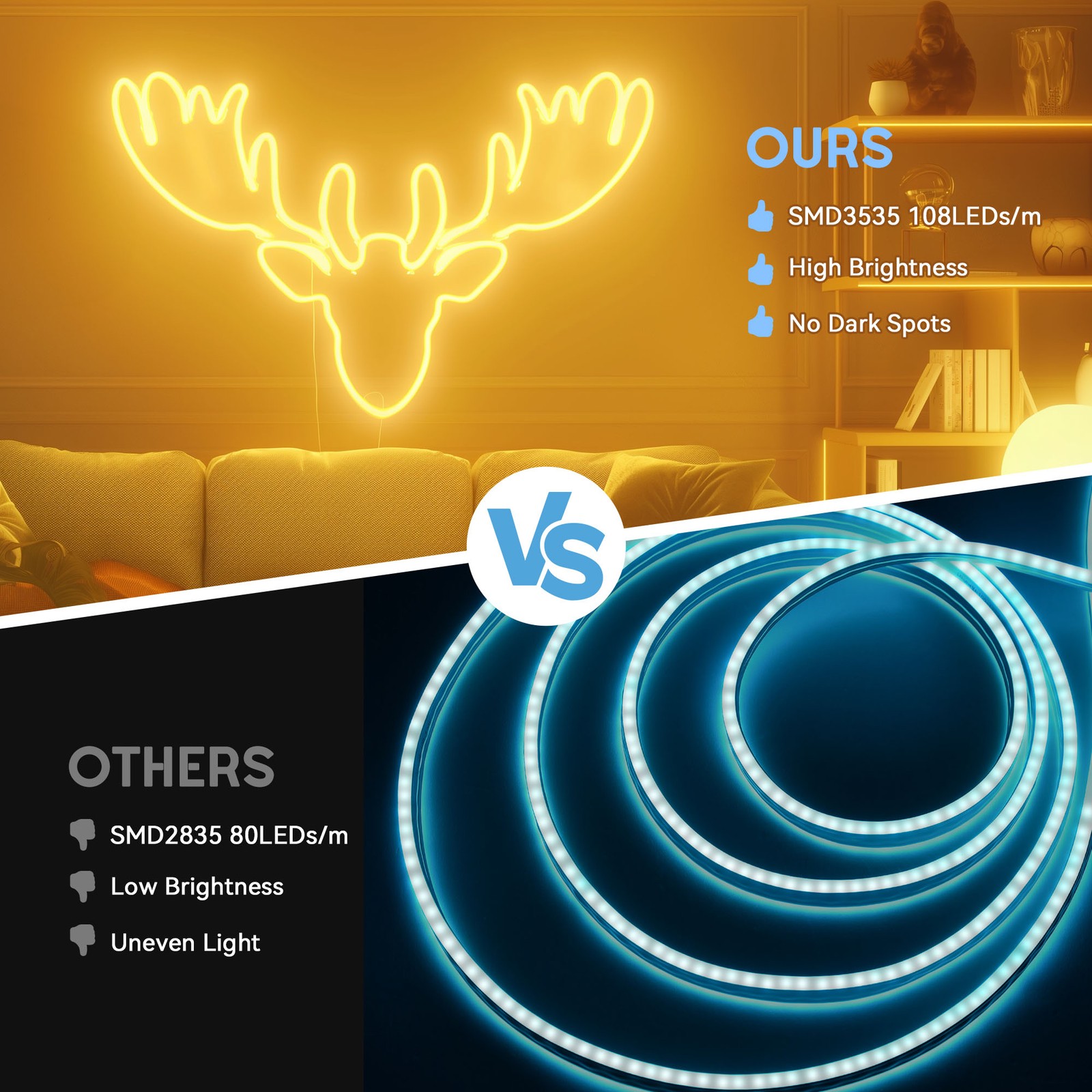 DELight 50FT RGB Neon Rope Lights with Remote Control & APP 110V IP65 DEL-D50R