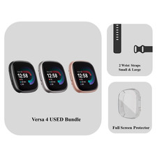 Google Fitbit Versa 4 Smart Watch BUNDLE-Charger, Case & x2 Straps Included-USED
