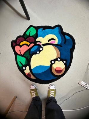 Handmade Tufted Rug Snorlax 90cm   Custom Anime Carpet   Unique