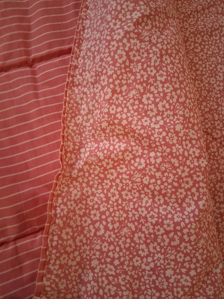 Ralph LAUREN DE COLECCIÓN. Edredón reversible calicó/rayas FQ ROSA BLANCO EE. UU. USADO EN EXCELENTE ESTADO Foto 3 de 4