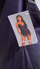 Dream Girl Navy Blue Chemis Satin Babydoll Lingerie Nightie Size 12/14