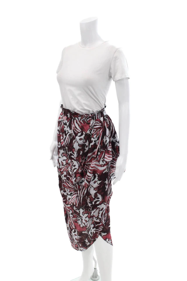 IRO Womens Silk Abstract Print Dyma Pull On Maxi Skirt Red Grey Size EUR 34 - Image 2 of 4