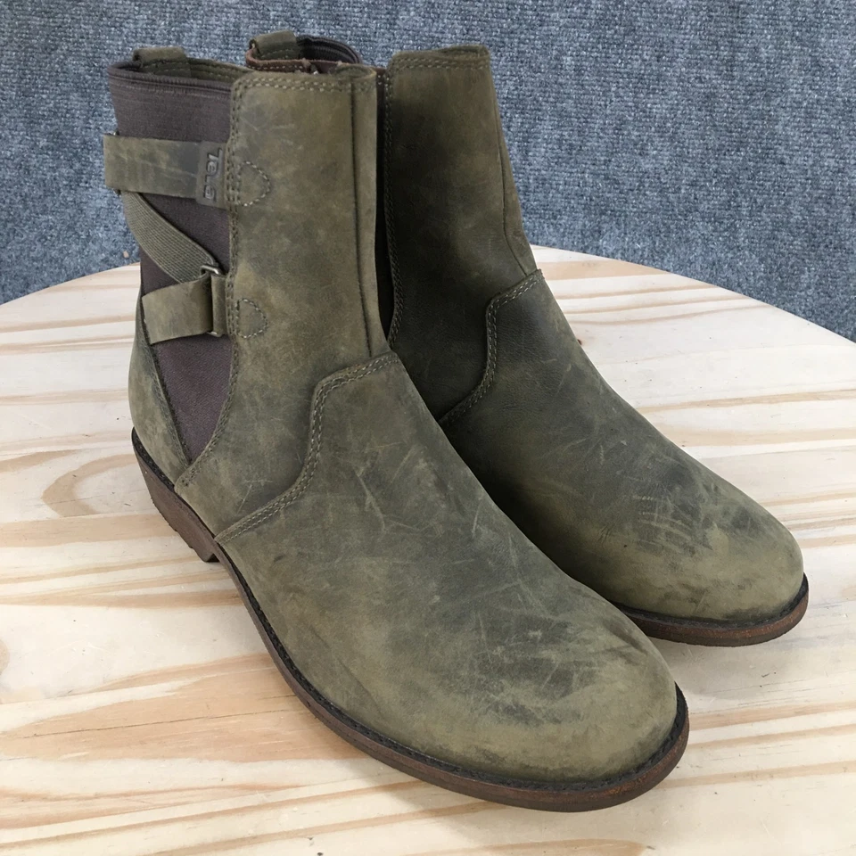 Botas Teva Mujer 7.5 M Verde Oliva Ellery Chelsea Cuero Impermeables SN1103224 Foto 3 de 4