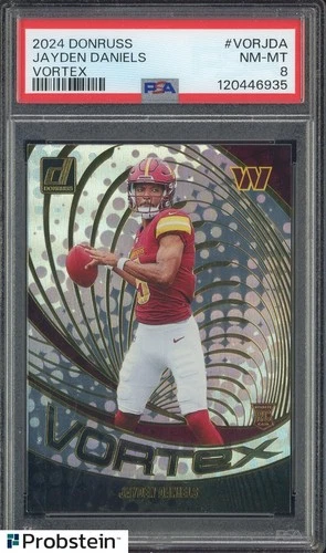 2024 Donruss Vortex Jayden Daniels Commanders RC Rookie PSA 8 NM-MT