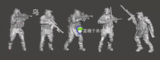3D Printing 1/72 Modern Ukrainian soldier 5 Person Model Unpainted