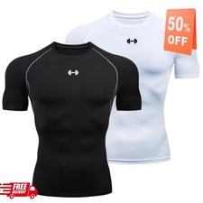 Mens Compression Armour Base Layer Top Long Sleeve Thermal Gym Sports Shirts UK