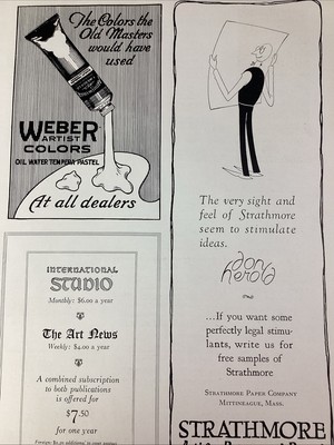 Art Supplies Print Ad 1925 Original Antique NYC Strathmore Don Herold Cartoon