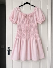 Boohoo Baby Pink Cotton Poplin Dress Size 14 New With Tags