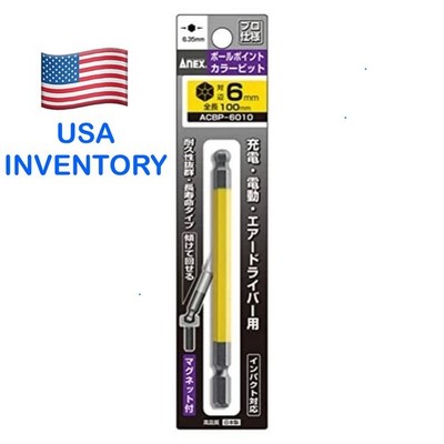 ANEX Color Bit Ball Point Single Head bit attachment 6mm x 100mm ACBP-6010 NEW
