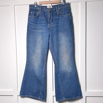 We The Free Free People High Rise New Dawn Flare Jeans Medium Wash Blue Size 32
