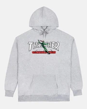 Thrasher Magazine LSDWORLDPEACE Red Curb Ash Gray Hoodie Sweatshirt