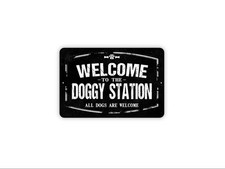 Welcome To The Doggy Station Sign  Dog Wash Wall Art  Pet Area Decor