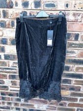 Mint Velvet Charcoal Grey Pencil Skirt Size 12 Lace Trim RRP £110 Brand New