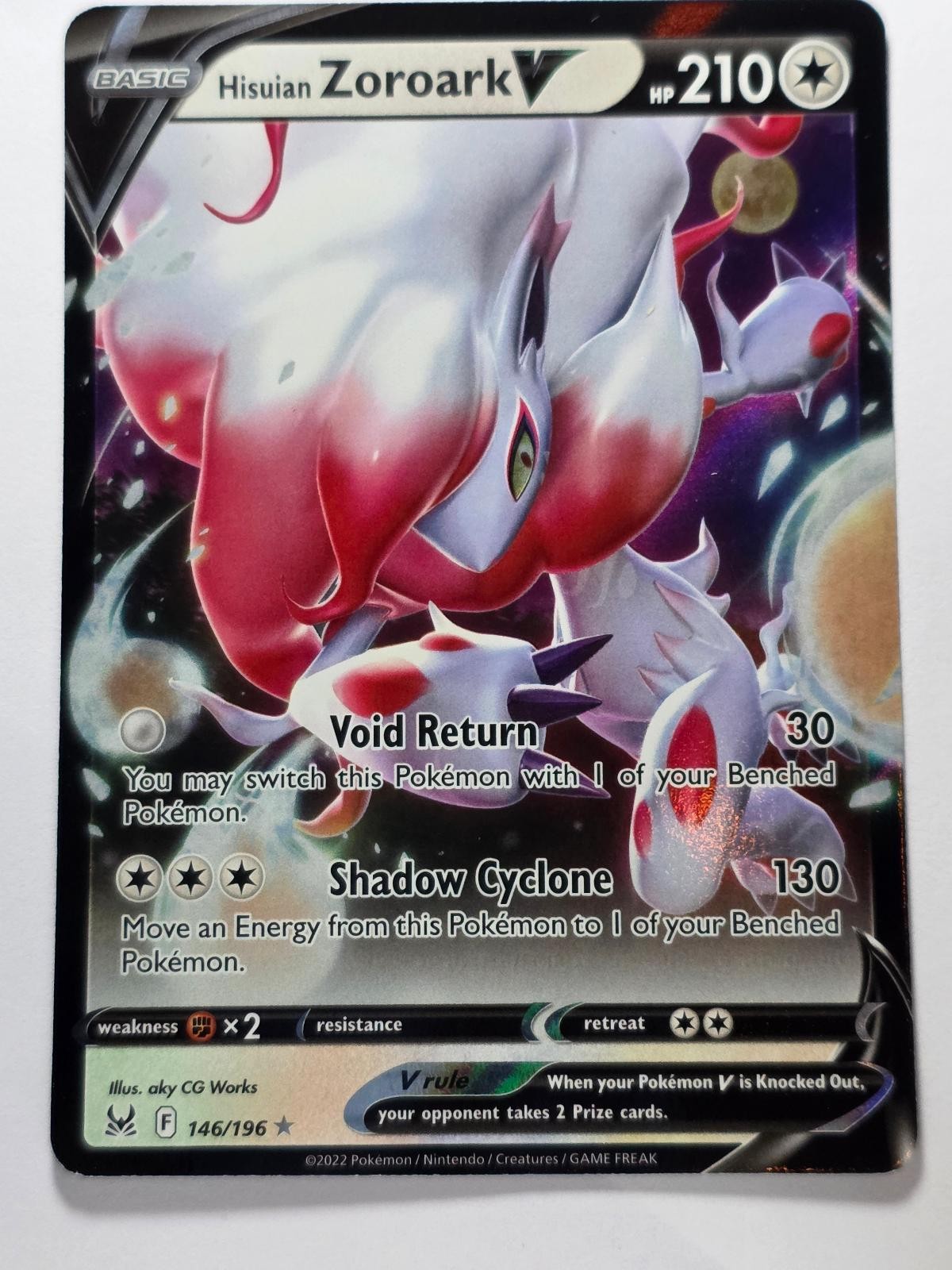 HISUIAN ZOROARK V 146/196 HOLO V RARE LOST ORIGIN NM/M POKEMON