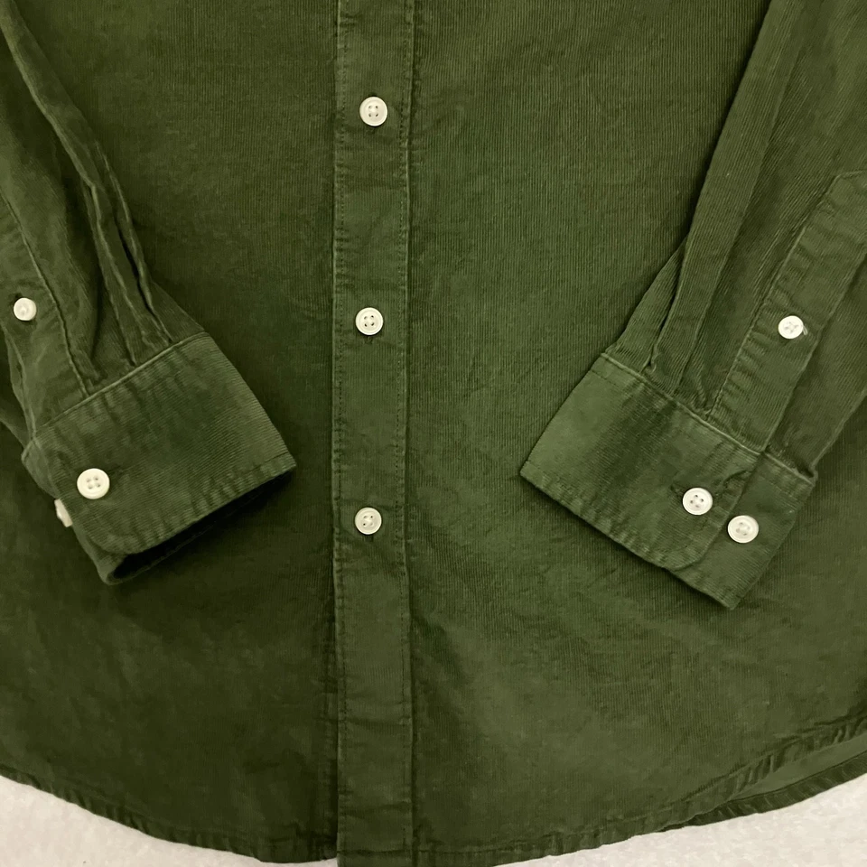 Club Room Corduroy Shirt Dark Green Mens Small Long Sleeve 100% Cotton - Image 3 of 4