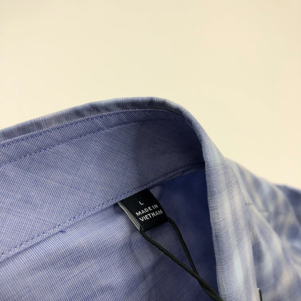 Zachary Prell NUEVA Camisa de Vestir Para Hombres Grande Botón Manga Larga Cuadros Azul Foto 3 de 4