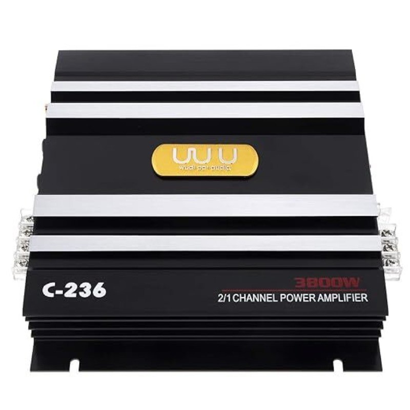 Amplificatore Auto 2 Vie 3800W, In Lega Alluminio - Con Controllo Bassi, Fase E Protezione Cortocircuito