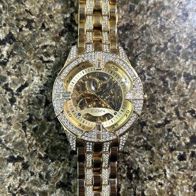 Men's Elgin FG9919 Skeleton Dial Watch – Gold Tone, Automatic