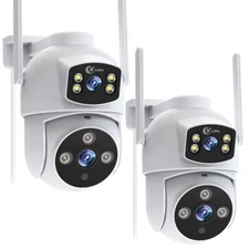 2Pcs 8MP Wifi IP Camera Outdoor Dual Lens Wireless Security Camera System 360°