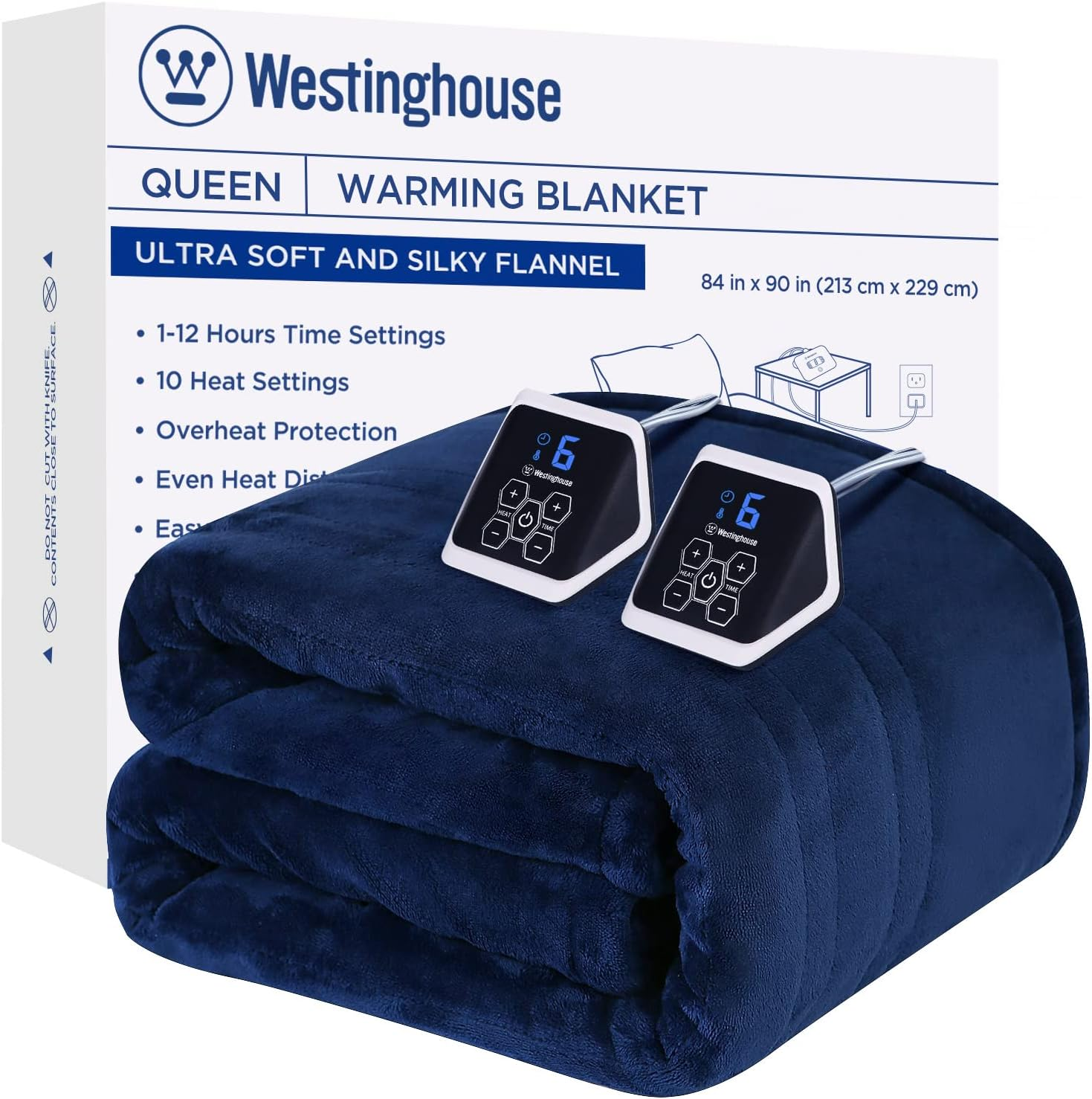 Heated Blanket Queen Size, Electric Heating Blanket with 10 Heating Levels, 1-12