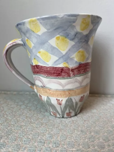 Vintage MACKENZIE CHILDS Aalsmeer Hand Painted Pottery Mug 2000 SH Chip