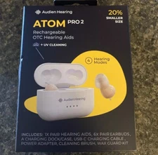 Audien ATOM PRO 2 Wireless Rechargeable OTC Hearing AIDS (31D) UV Self Cleaning