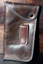 Vintage Sunglasses Case Brown Faux Leather Eyeglasses Pouch W Snap Belt Clip