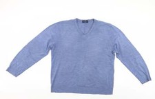 Blue Harbour Mens Blue V-Neck Acrylic Blend Jumper Size L
